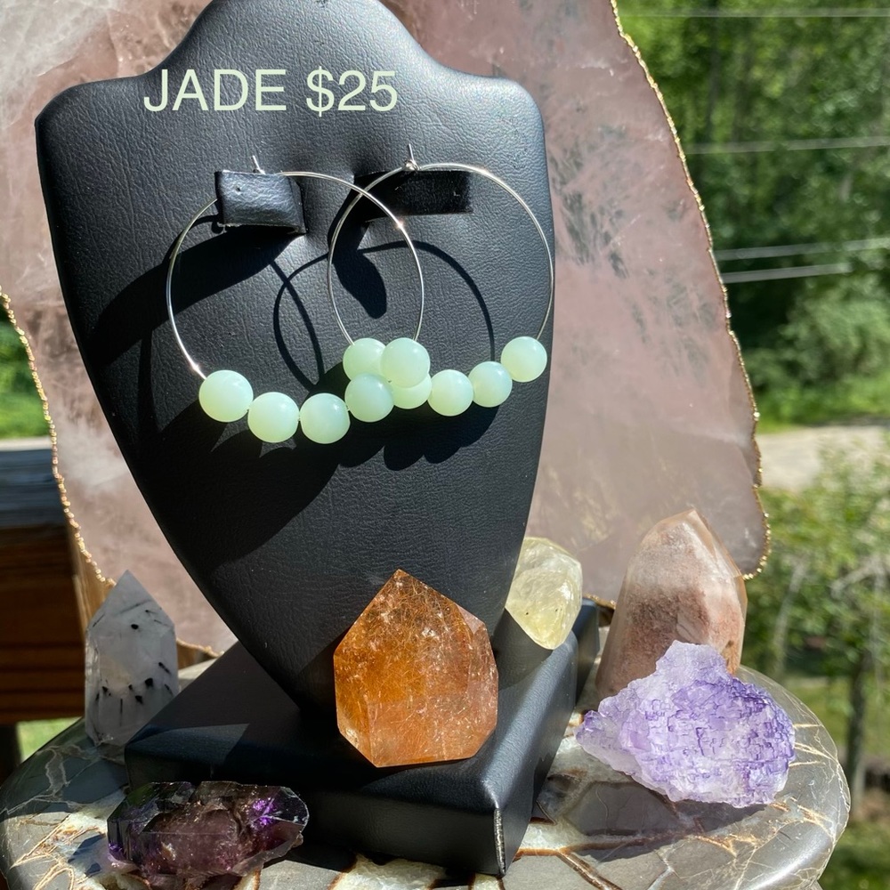 Sterling Silver Genuine Jade Earrings